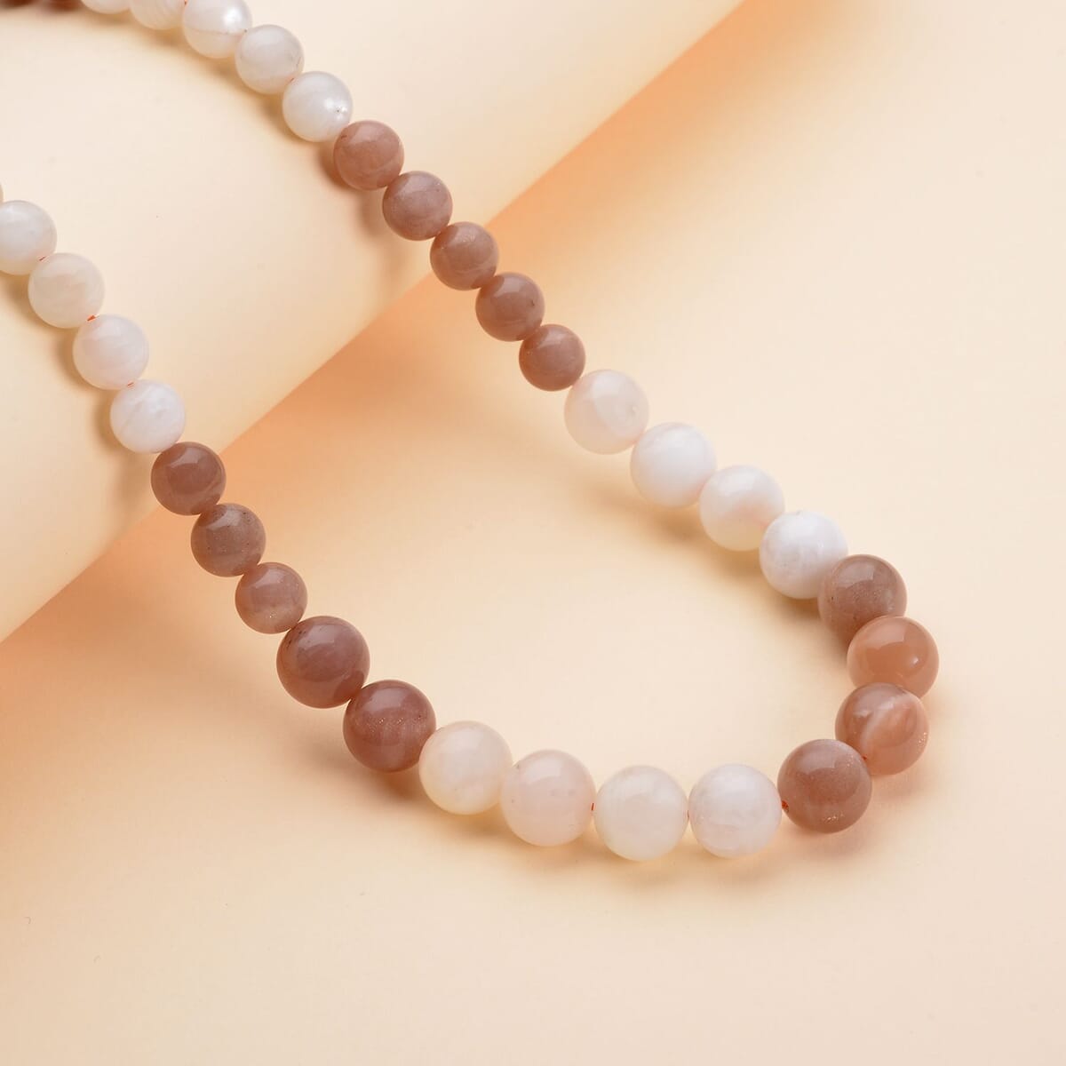 Multi Moonstone Beaded Necklace 20 Inches in Rhodium Over Sterling Silver 260.00 ctw image number 1