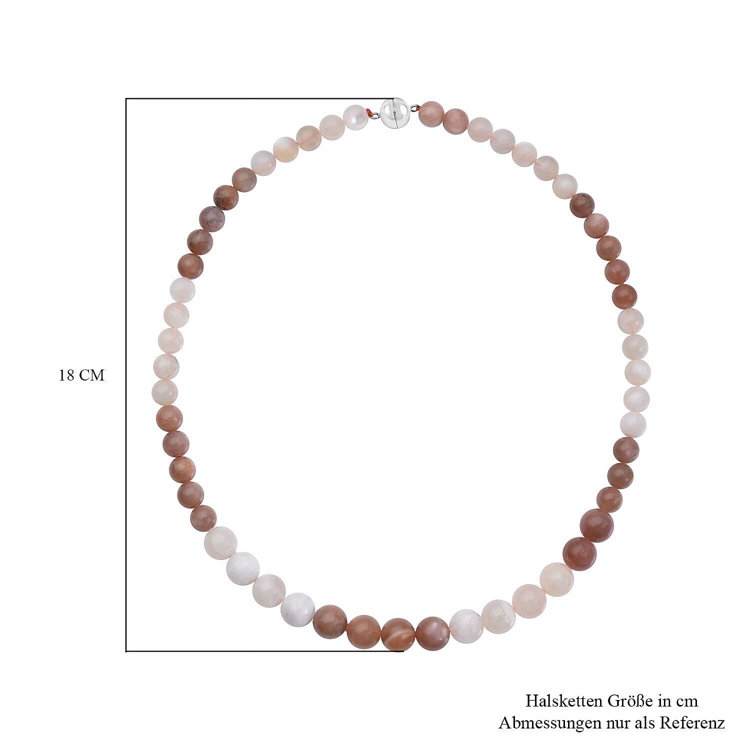 Multi Moonstone Beaded Necklace 20 Inches in Rhodium Over Sterling Silver 260.00 ctw