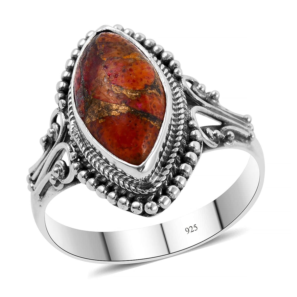 BALI LEGACY Mojave Orange Turquoise Ring in Sterling Silver (Size 10.0) 3.50 ctw image number 0