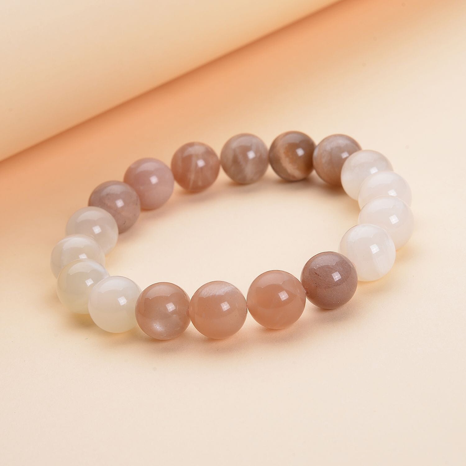Multi Moonstone 9-11mm Beaded Stretch Bracelet 145.50 ctw