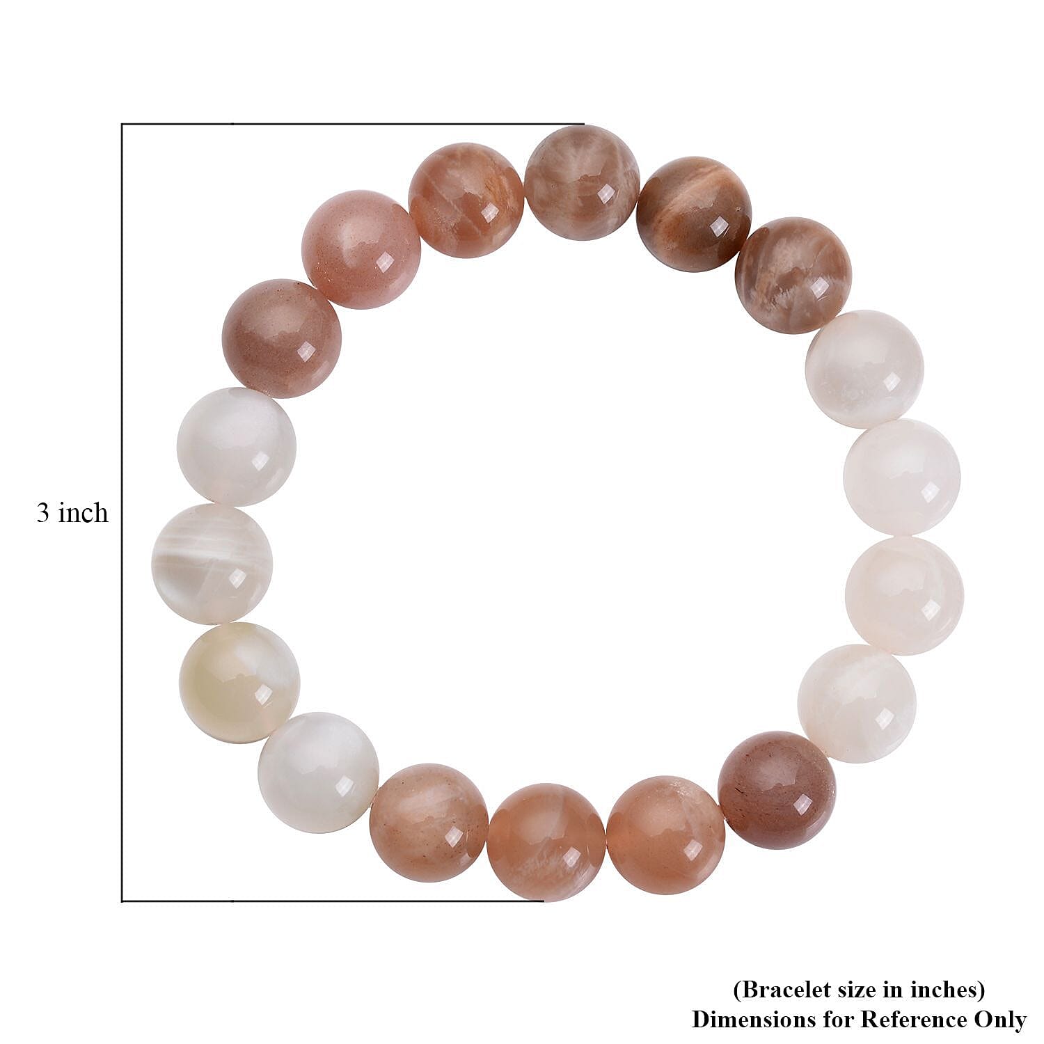 Multi Moonstone 9-11mm Beaded Stretch Bracelet 145.50 ctw