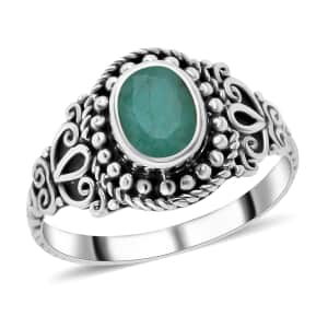 Bali Legacy Socoto Emerald Ring, Emerald Solitaire Ring, Sterling Silver Ring, Birthday Gift For Her, Engagement Ring 1.15 ctw (Size 10)