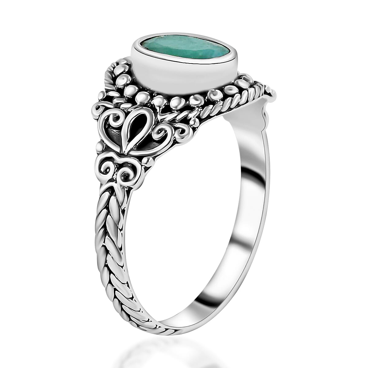 Bali Legacy Socoto Emerald Ring, Emerald Solitaire Ring, Sterling Silver Ring, Birthday Gift For Her, Engagement Ring 1.15 ctw (Size 7) image number 3