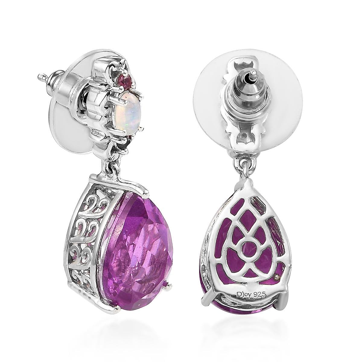 Patroke Quartz (Triplet) and Multi Gemstone 11.25 ctw Drop Earrings in Platinum Over Sterling Silver
