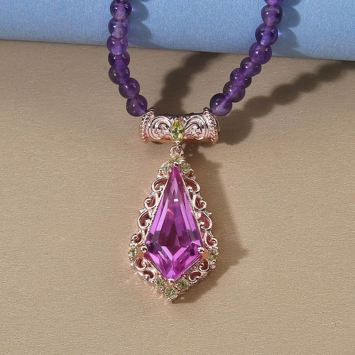 Patroke Quartz (Triplet), Peridot and Amethyst Necklace 18 Inches in Vermeil Rose Gold Over Sterling Silver 54.65 ctw image number 1