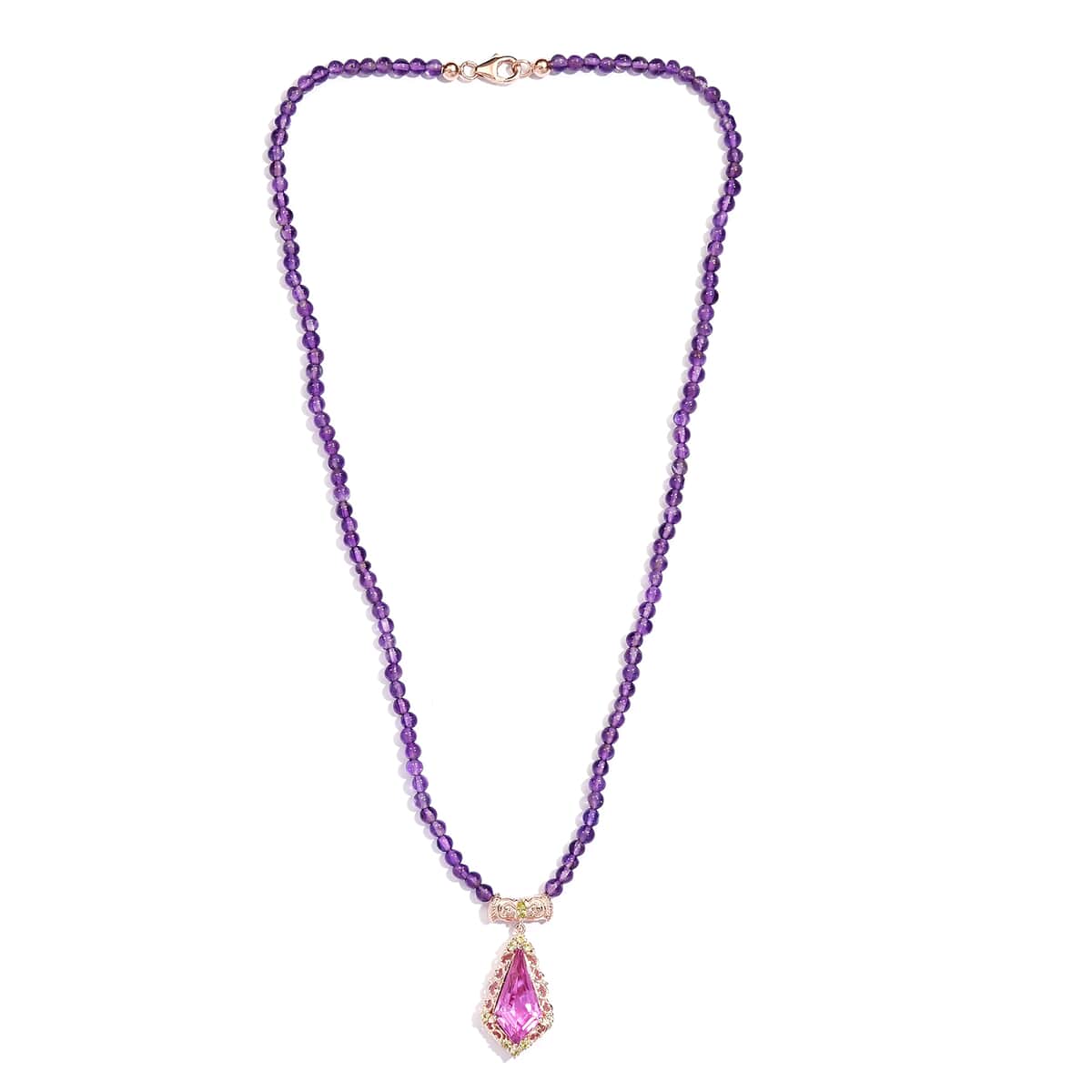 Patroke Quartz (Triplet), Peridot and Amethyst Necklace 18 Inches in Vermeil Rose Gold Over Sterling Silver 54.65 ctw image number 2