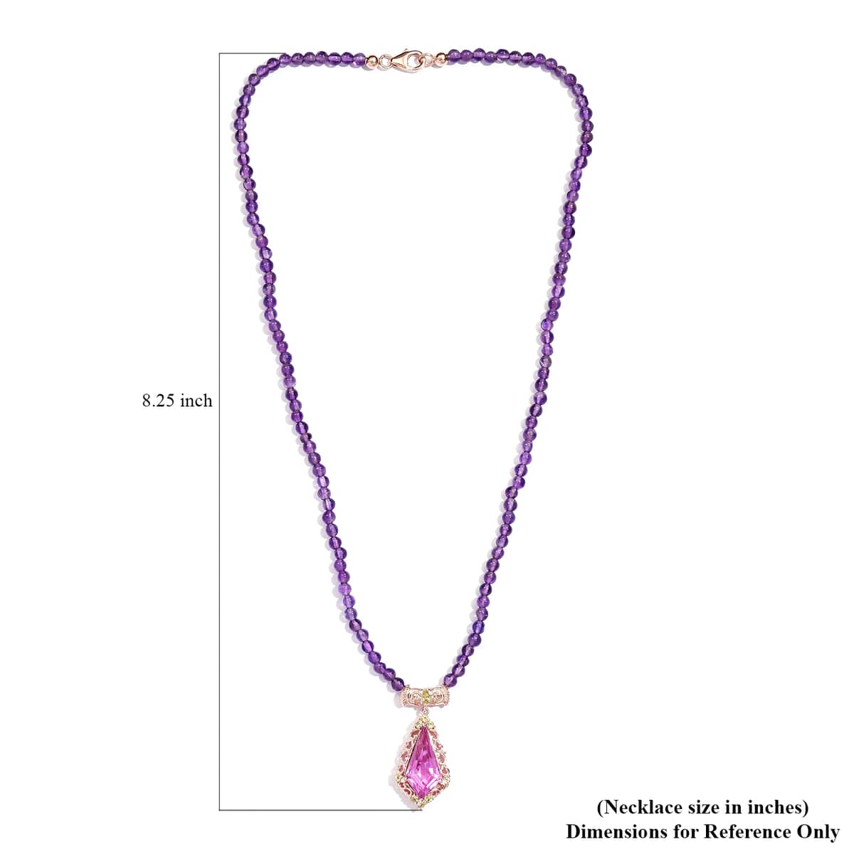 Patroke Quartz (Triplet), Peridot and Amethyst Necklace 18 Inches in Vermeil Rose Gold Over Sterling Silver 54.65 ctw image number 4