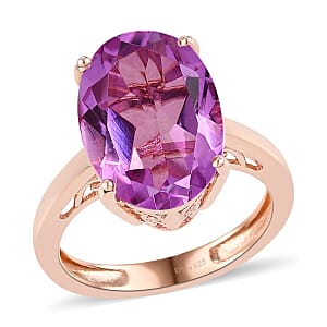 Patroke Quartz Solitaire Ring in Vermeil Rose Gold Over Sterling Silver (Size 7.0) 6.15 ctw