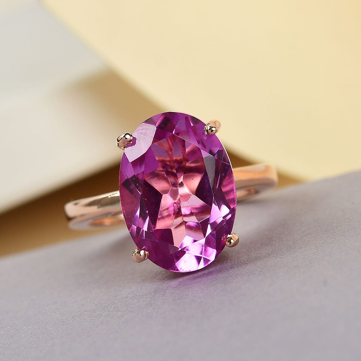 Patroke Quartz Solitaire Ring in Vermeil Rose Gold Over Sterling Silver (Size 7.0) 6.15 ctw image number 1