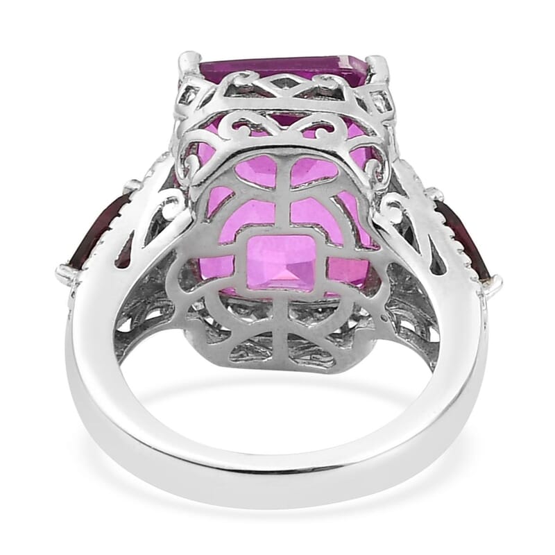 Patroke Quartz and Orissa Rhodolite Garnet Ring in Platinum Over Sterling Silver (Size 5.0) 9.40 ctw