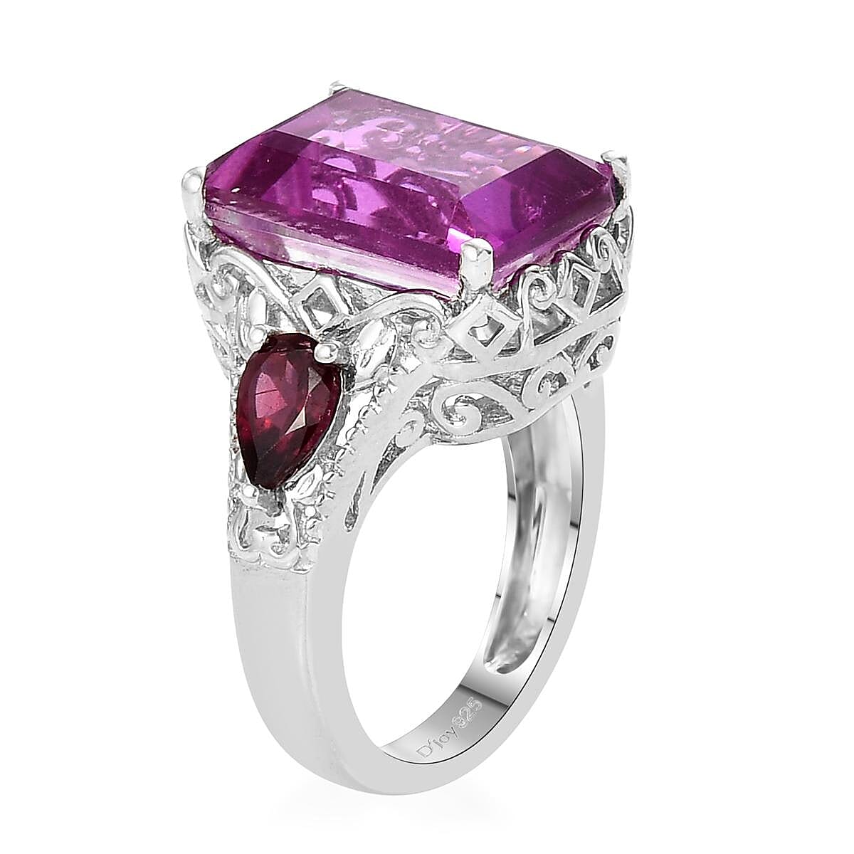 Patroke Quartz (Triplet) and Orissa Rhodolite Garnet Ring in Platinum Over Sterling Silver (Size 7.0) 9.40 ctw image number 3