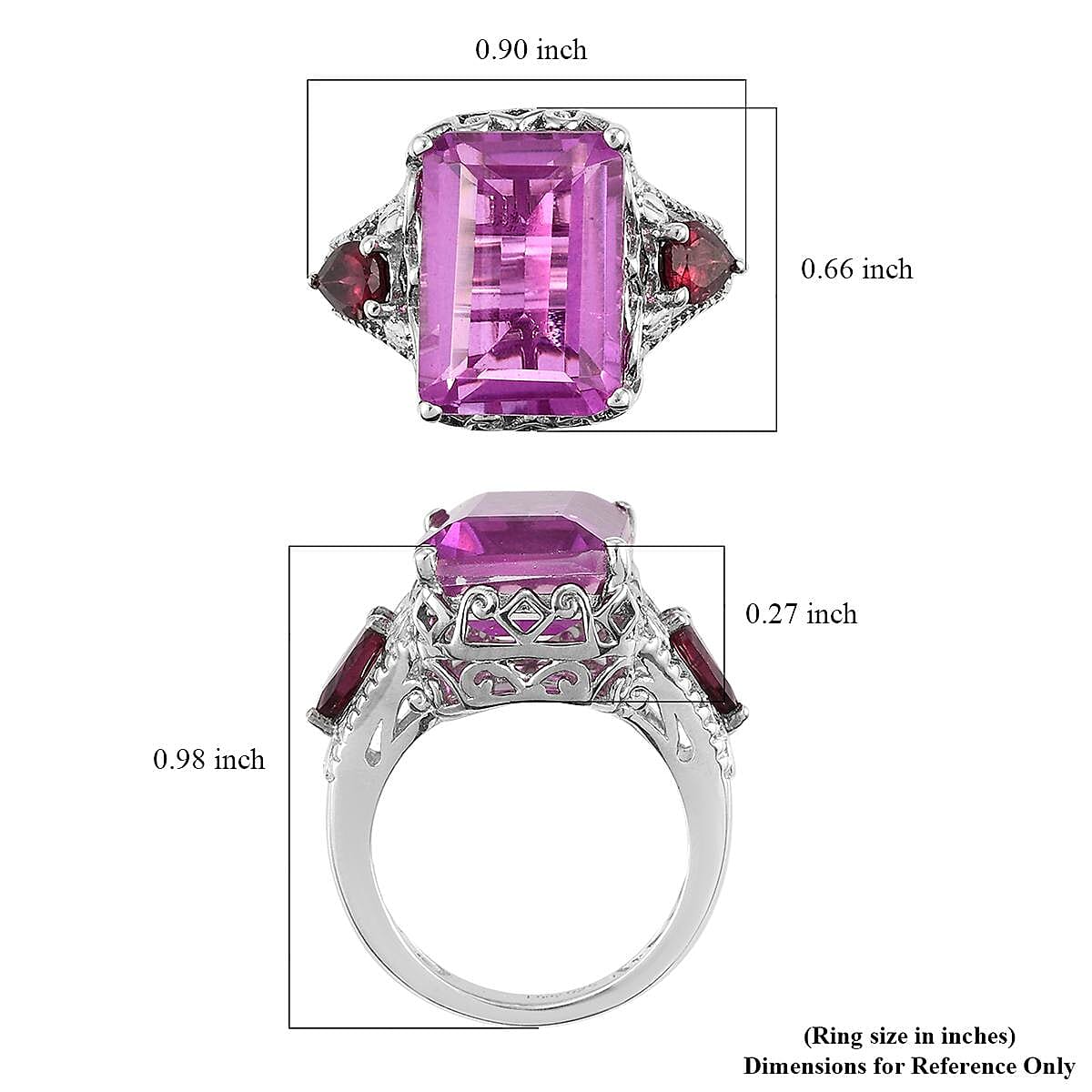 Patroke Quartz (Triplet) and Orissa Rhodolite Garnet Ring in Platinum Over Sterling Silver (Size 7.0) 9.40 ctw image number 5