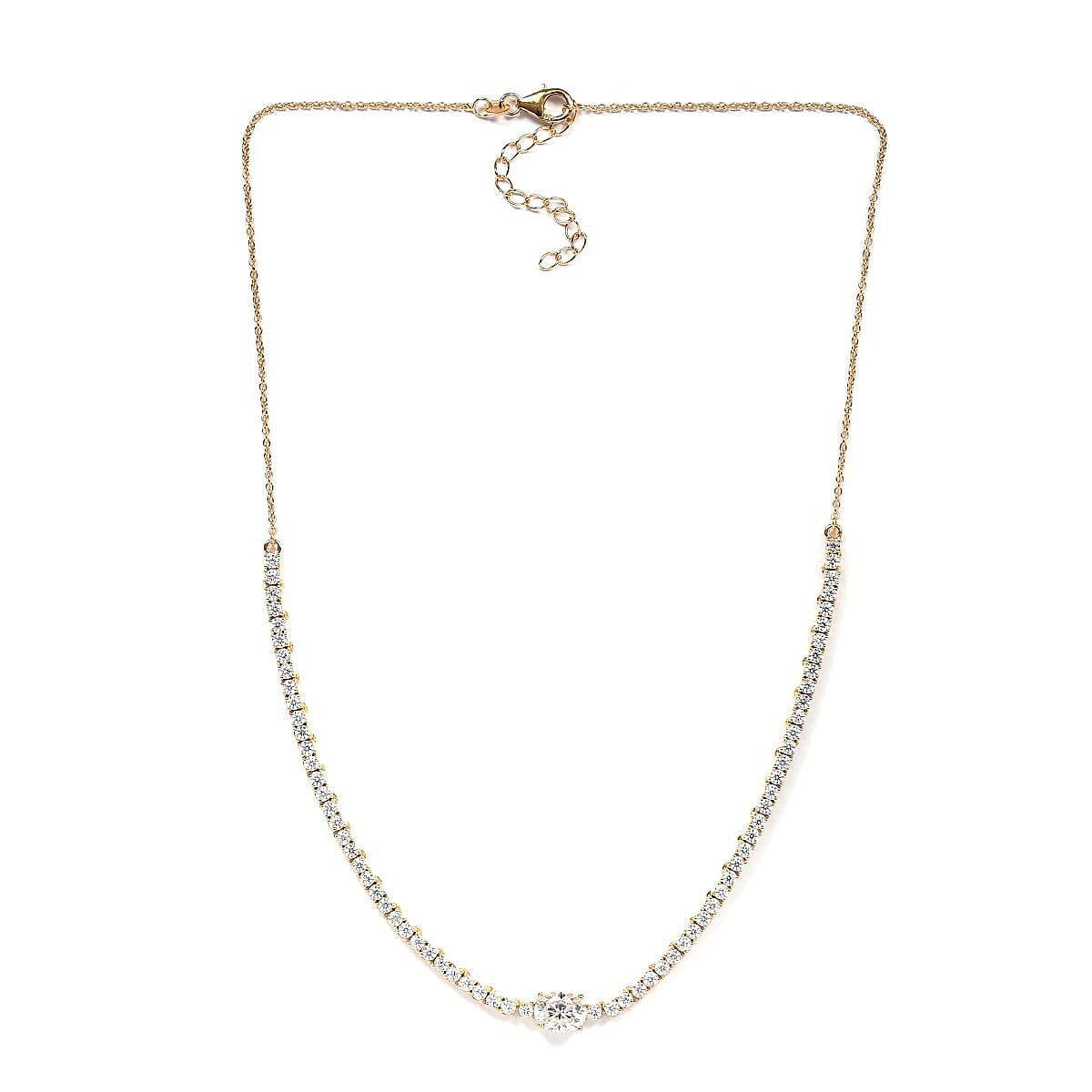 Moissanite Tennis Necklace 18 Inches in Vermeil Yellow Gold Over Sterling Silver 10.65 Grams 6.40 ctw image number 3
