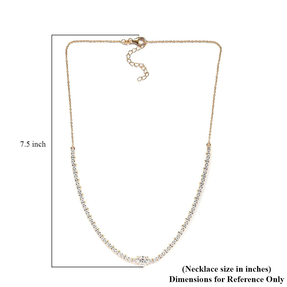 Moissanite Tennis Necklace 18 Inches in Vermeil Yellow Gold Over Sterling Silver 10.65 Grams 6.40 ctw image number 5