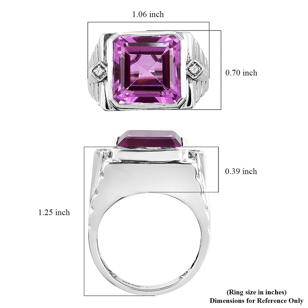Patroke Quartz and Natural White Zircon Men's Ring in Platinum Over Sterling Silver (Size 9.0) 10.75 Grams 14.75 ctw