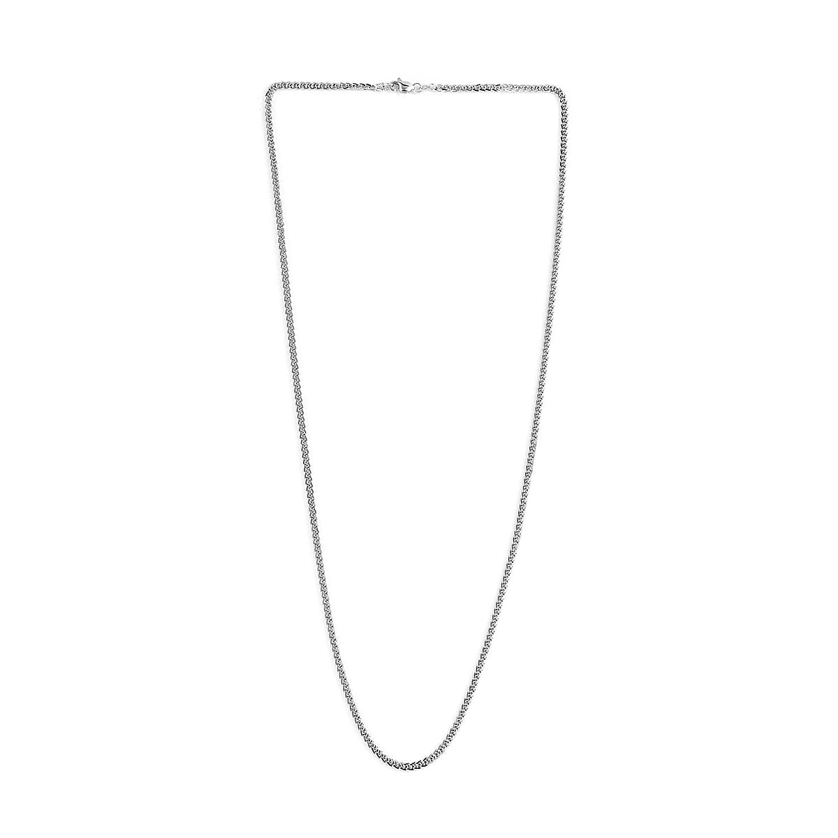 NY CLOSEOUT Italian 14K White Gold 2.4mm Diamond Cut Triple Spiga Wheat Chain Necklace 24 Inches 11.60 Grams image number 4