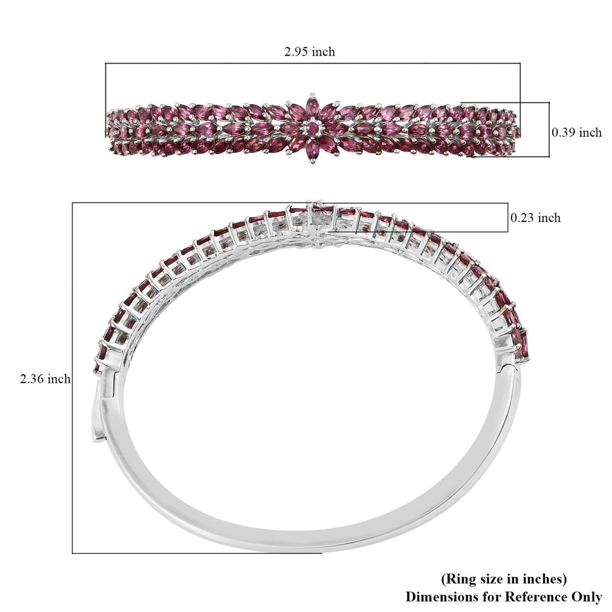 Orissa Rhodolite Garnet Bangle Bracelet in Platinum Over Sterling Silver (8.00 in) 18.60 Grams (Delivered in 5-7 Business Days) 7.35 ctw image number 5