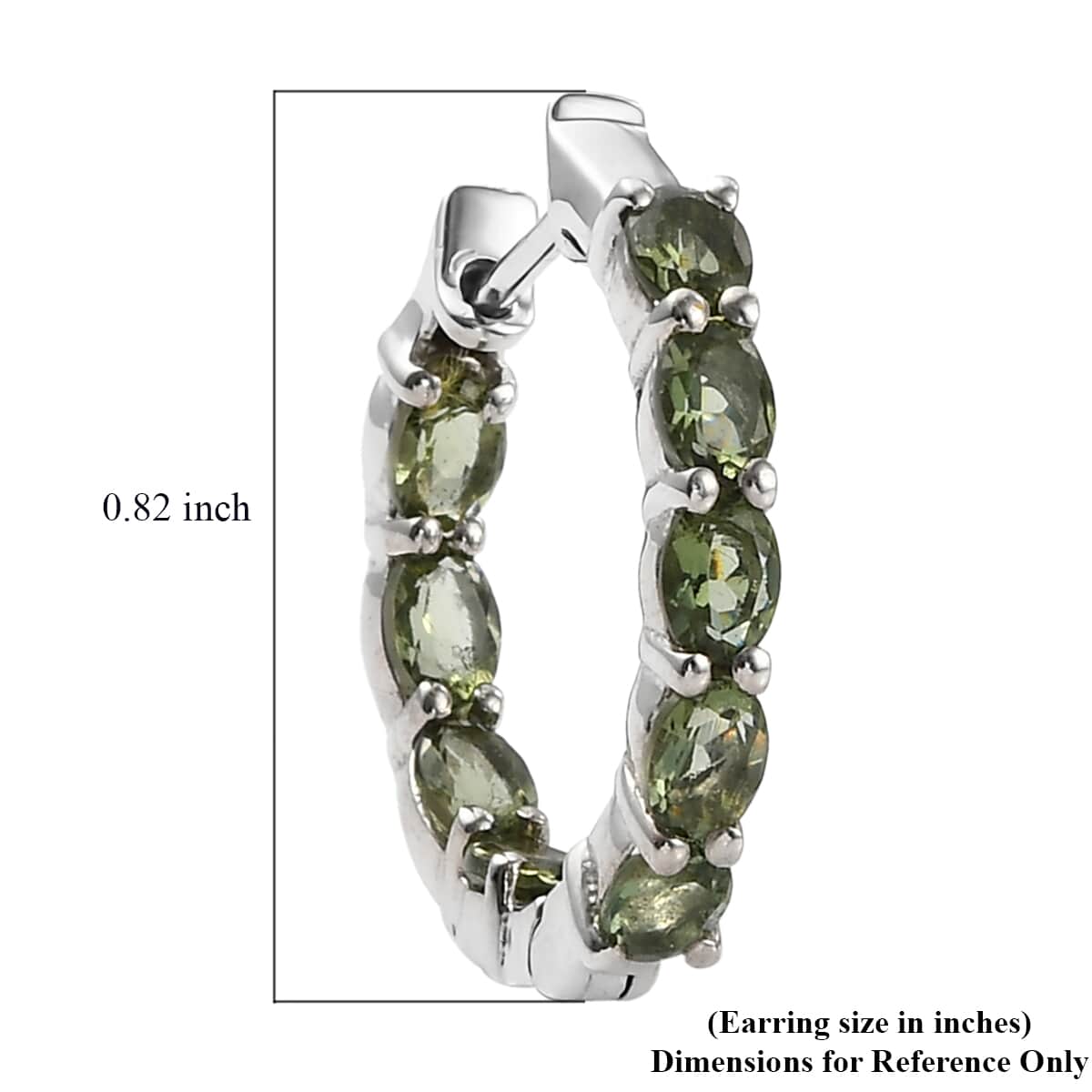 AAA Bohemian Moldavite Inside Out Hoop Earrings in Platinum Over Sterling Silver 2.50 ctw image number 4