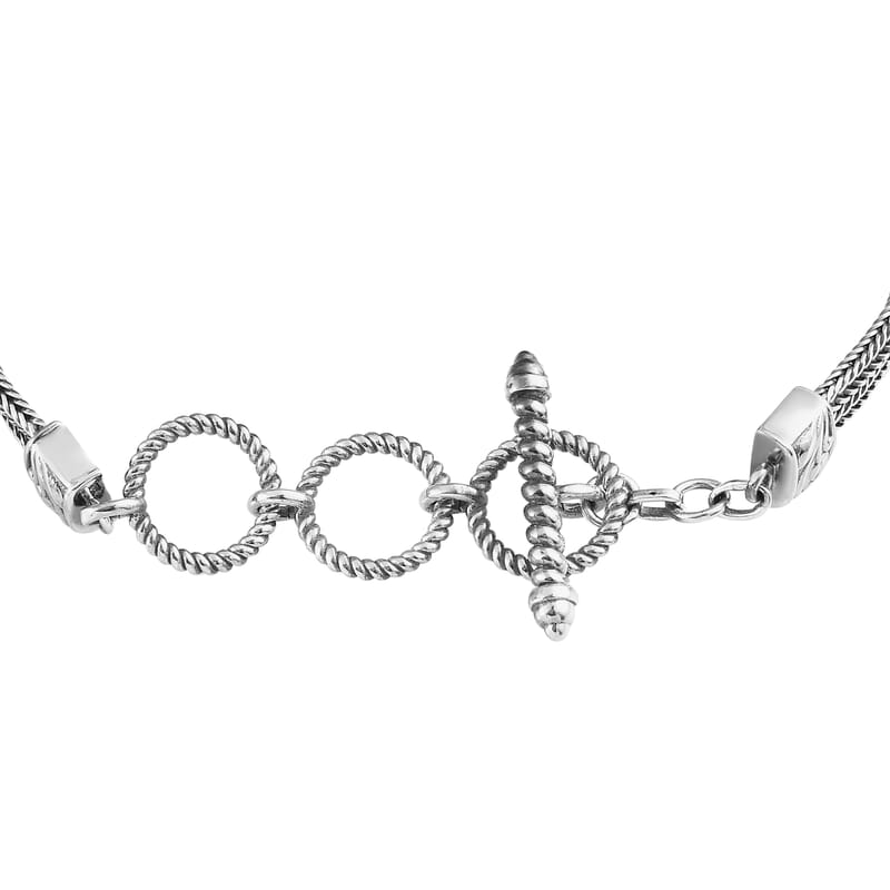 Ankur Treasure Chest Artisan Crafted Malagasy Labradorite Bracelet in Sterling Silver (7.25 In) 76.60 ctw