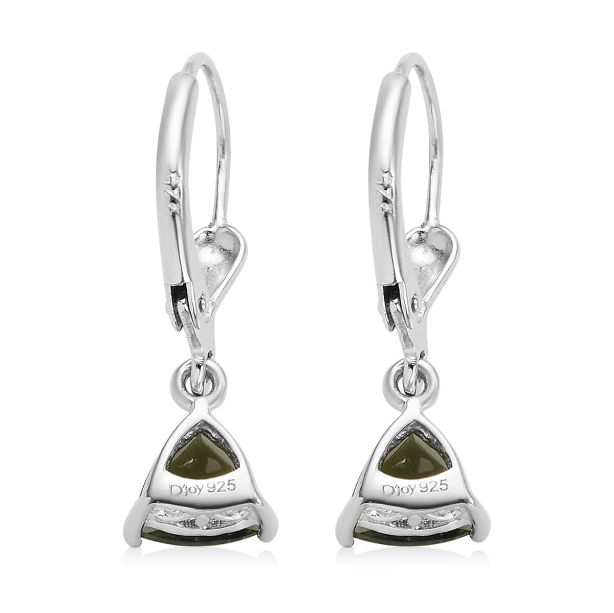 AAA Bohemian Moldavite Lever Back Earrings in Platinum Over Sterling Silver 1.25 ctw image number 3