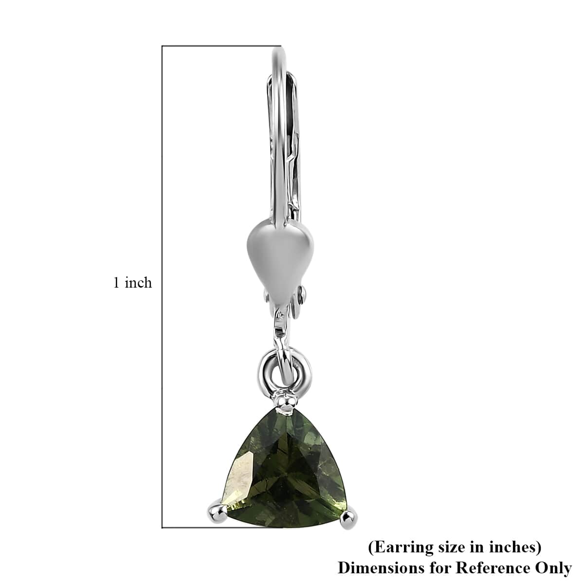 AAA Bohemian Moldavite Lever Back Earrings in Platinum Over Sterling Silver 1.25 ctw image number 4