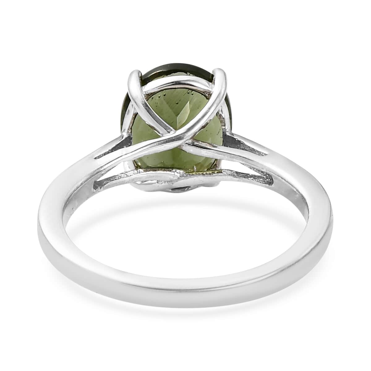 AAA Bohemian Moldavite Solitaire Ring in Platinum Over Sterling Silver (Size 10.0) 2.15 ctw image number 4