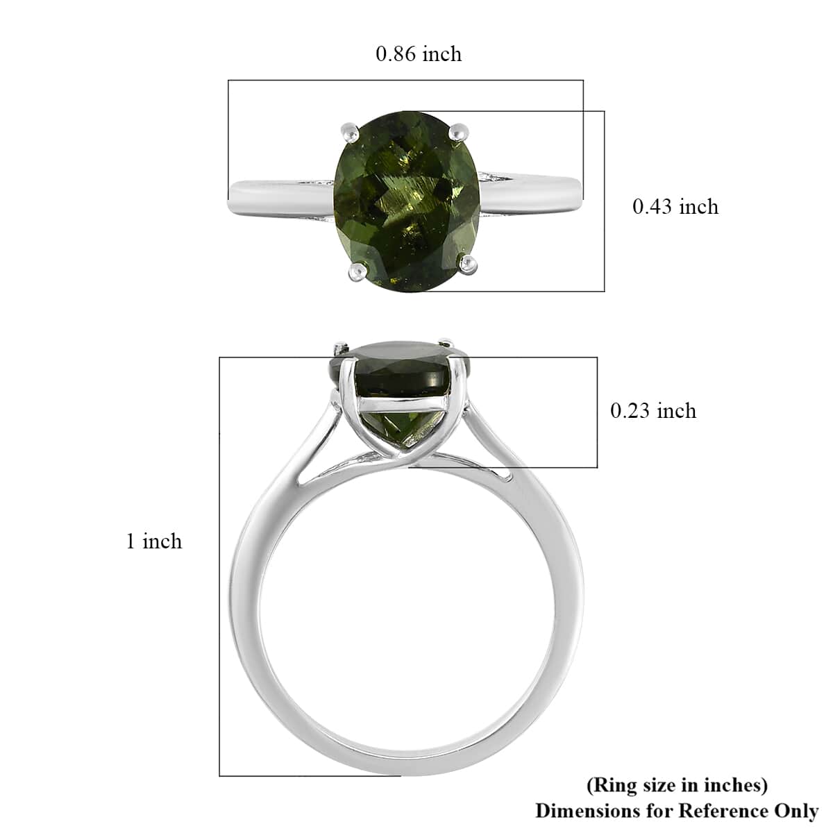 AAA Bohemian Moldavite Solitaire Ring in Platinum Over Sterling Silver (Size 10.0) 2.15 ctw image number 5