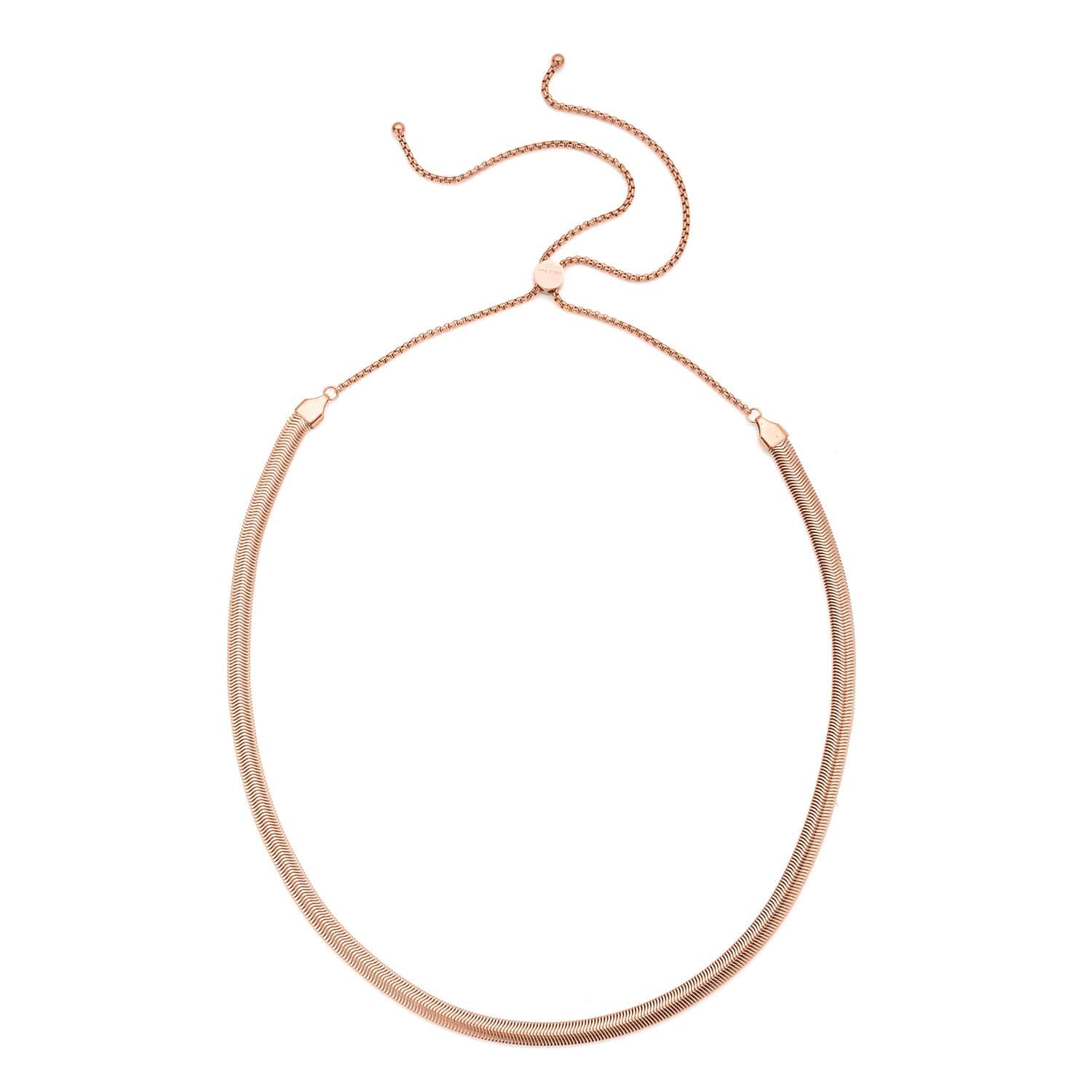 Buy Adjustable Bolo Snake Necklace in ION Plated Rose Gold