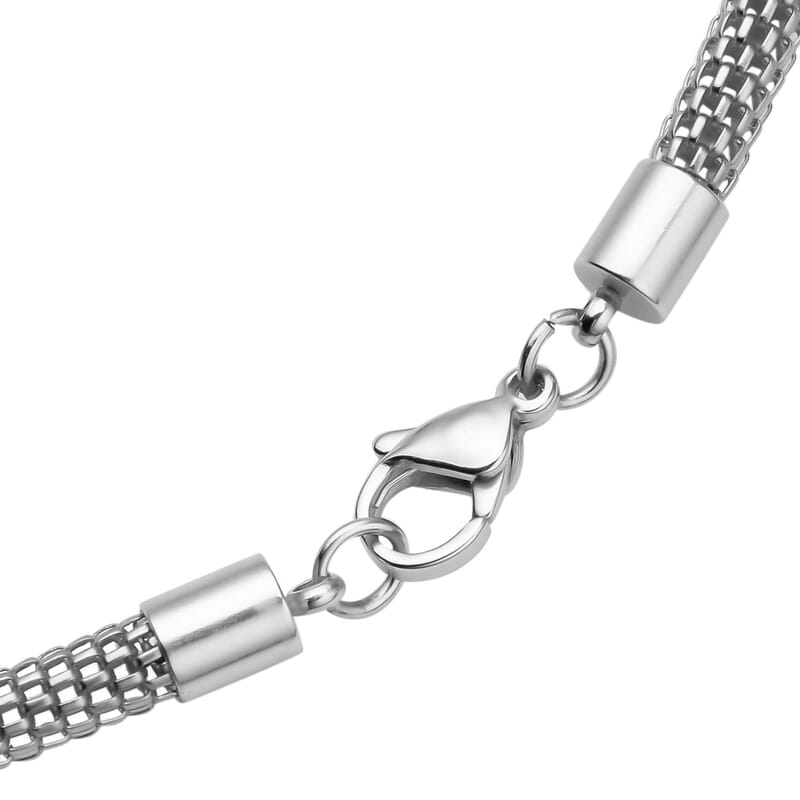 Multi Color Austrian Crystal Mesh Chain Necklace (20 Inches) in Black Oxidized & Stainless Steel , Tarnish-Free, Waterproof, Sweat Proof Jewelry