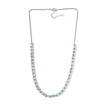 Premium Ethiopian Welo Opal Necklace 18 Inches in Platinum Over Sterling Silver 10.10 ctw