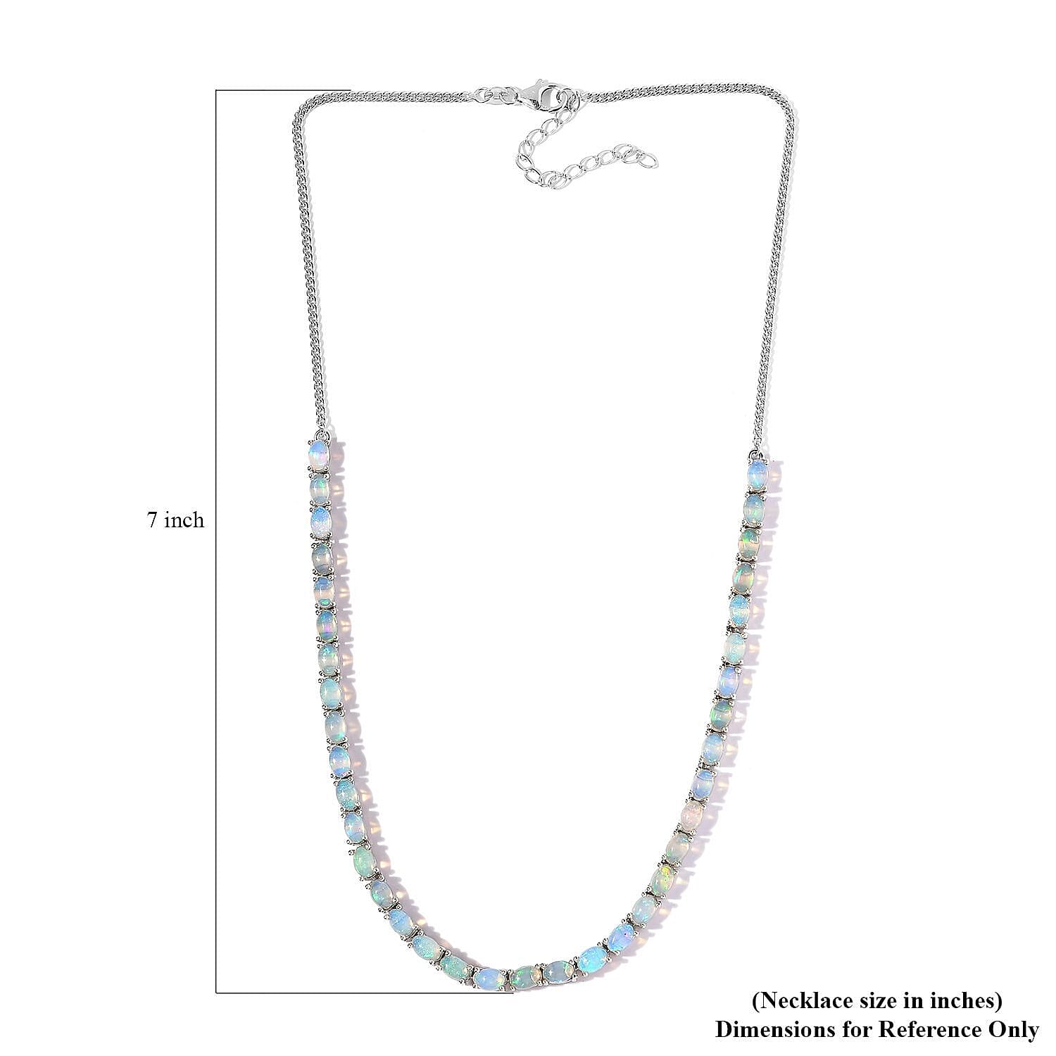 Premium Ethiopian Welo Opal Necklace 18 Inches in Platinum Over Sterling Silver 10.10 ctw