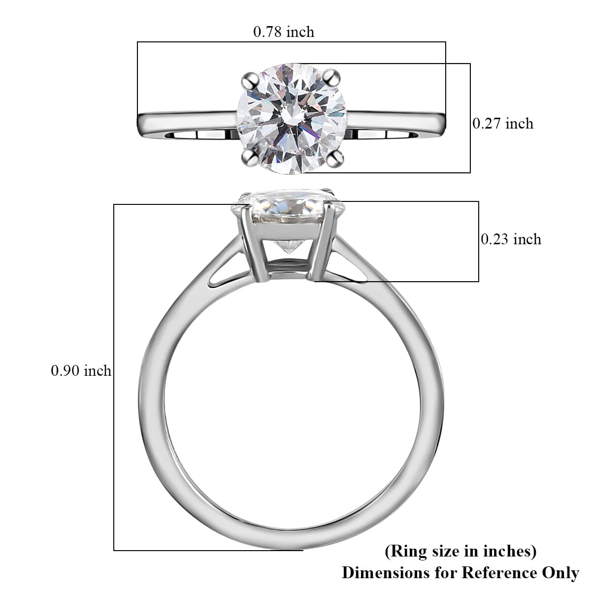 Moissanite VS-EF Solitaire Ring in Platinum Over Sterling Silver 1.00 ctw image number 6