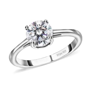 Moissanite Solitaire Ring, Moissanite Ring, Platinum Over Sterling Silver Ring, Gifts For Her, Moissanite Jewelry 1.00 ctw