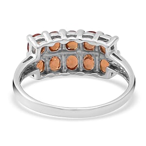 Tanzanian Spessartine Garnet and Natural White Zircon Ring in Platinum Over Sterling Silver (Size 8.0) 1.85 ctw