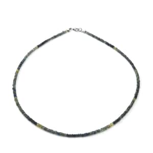 Parti Sapphire Beaded Necklace 18 Inches in Sterling Silver 45.00 ctw