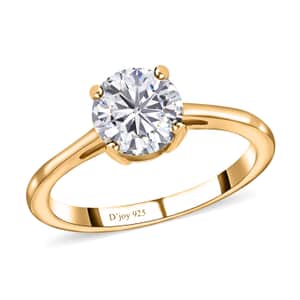 Moissanite Solitaire Ring, Moissanite Ring, Vermeil Yellow Gold Over Sterling Silver Ring, Gifts For Her, Moissanite Jewelry 1.00 ctw (Size 10.0)