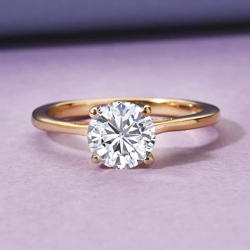 Moissanite Solitaire Ring, Moissanite Ring, Vermeil Yellow Gold Over Sterling Silver Ring, Gifts For Her, Moissanite Jewelry 1.00 ctw (Size 10.0)
