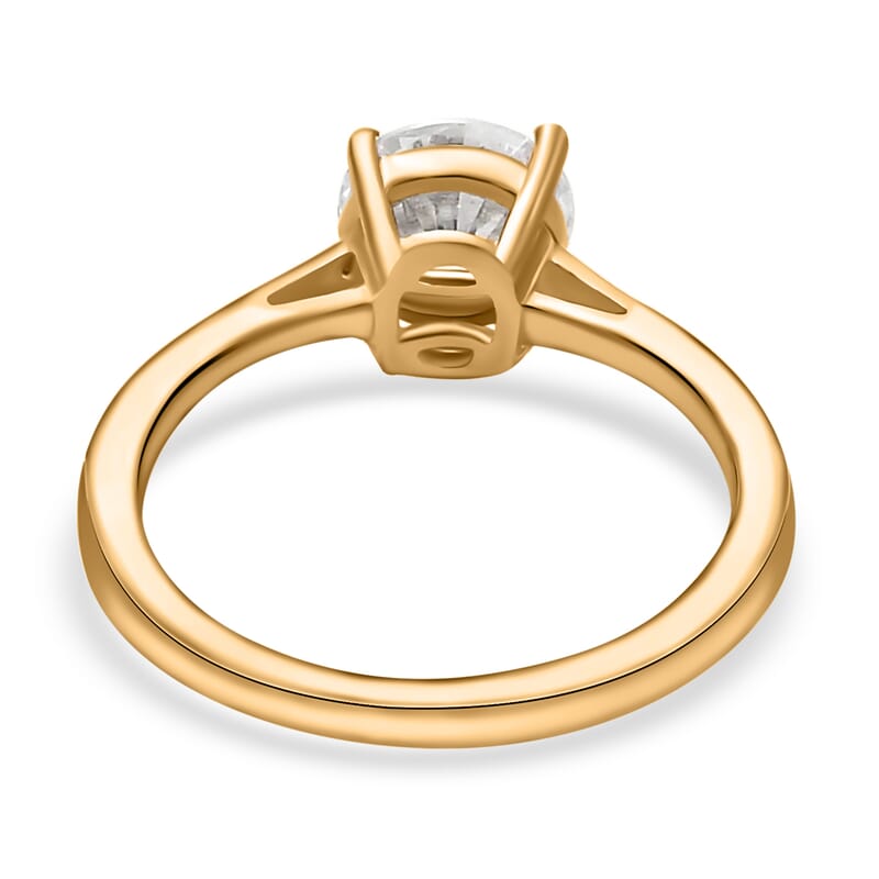 Moissanite Solitaire Ring, Moissanite Ring, Vermeil Yellow Gold Over Sterling Silver Ring, Gifts For Her, Moissanite Jewelry 1.00 ctw (Size 10.0)
