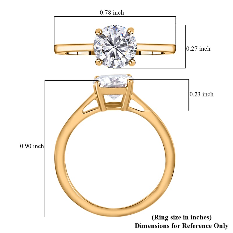Moissanite Solitaire Ring, Moissanite Ring, Vermeil Yellow Gold Over Sterling Silver Ring, Gifts For Her, Moissanite Jewelry 1.00 ctw (Size 10.0)