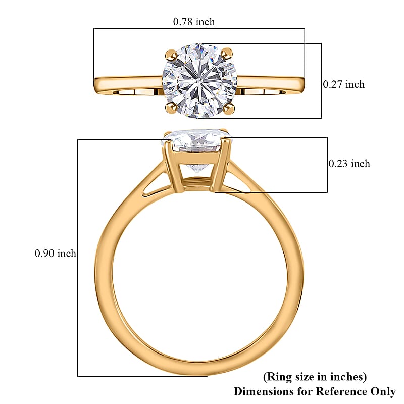 Moissanite Solitaire Ring, Moissanite Ring, Vermeil Yellow Gold Over Sterling Silver Ring, Gifts For Her, Moissanite Jewelry 1.00 ctw (Size 8.0)