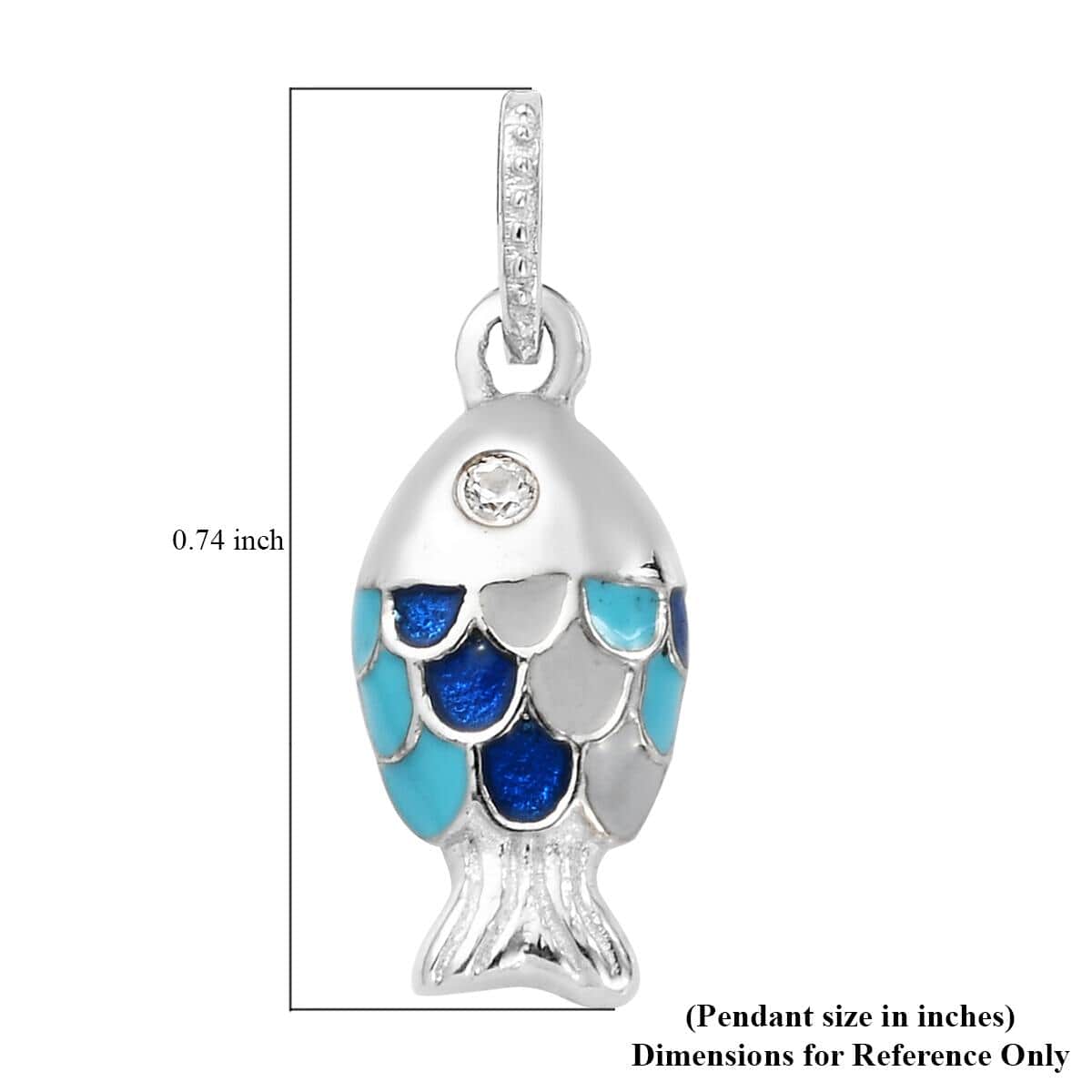 Charmes D'Joy Natural White Zircon and Enameled Fish Charm in Platinum Over Sterling Silver image number 5