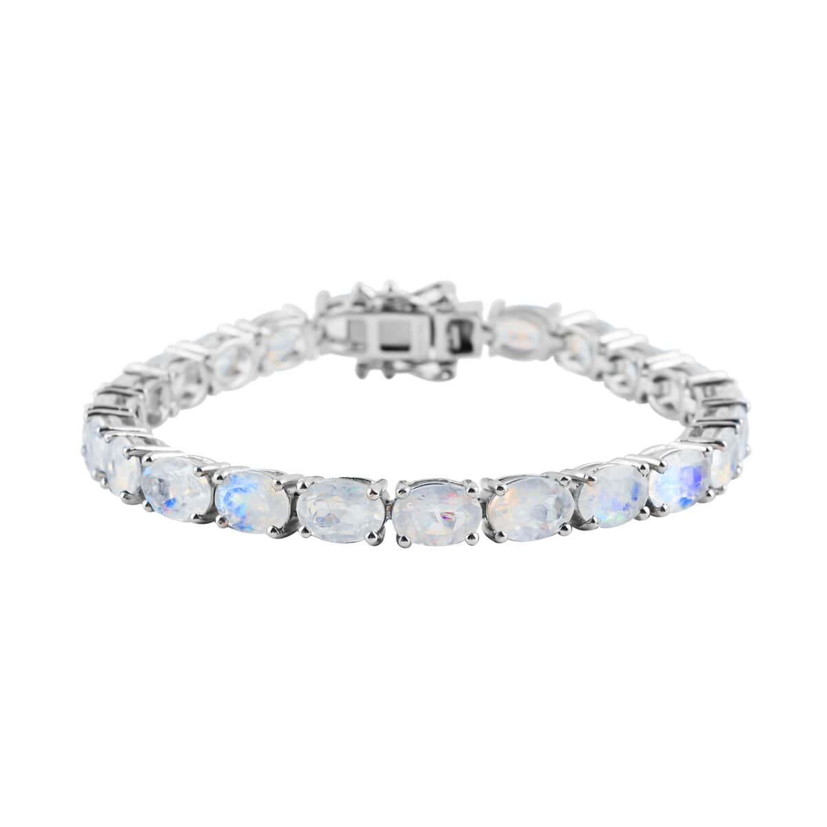 Moon Glow Moonstone Tennis Bracelet in Platinum Over Sterling Silver (6.50 In) 11.40 Grams 15.35 ctw image number 0