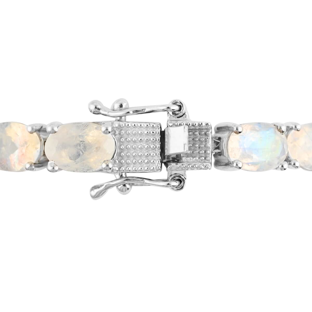 Moon Glow Moonstone Tennis Bracelet in Platinum Over Sterling Silver (6.50 In) 11.40 Grams 15.35 ctw image number 2