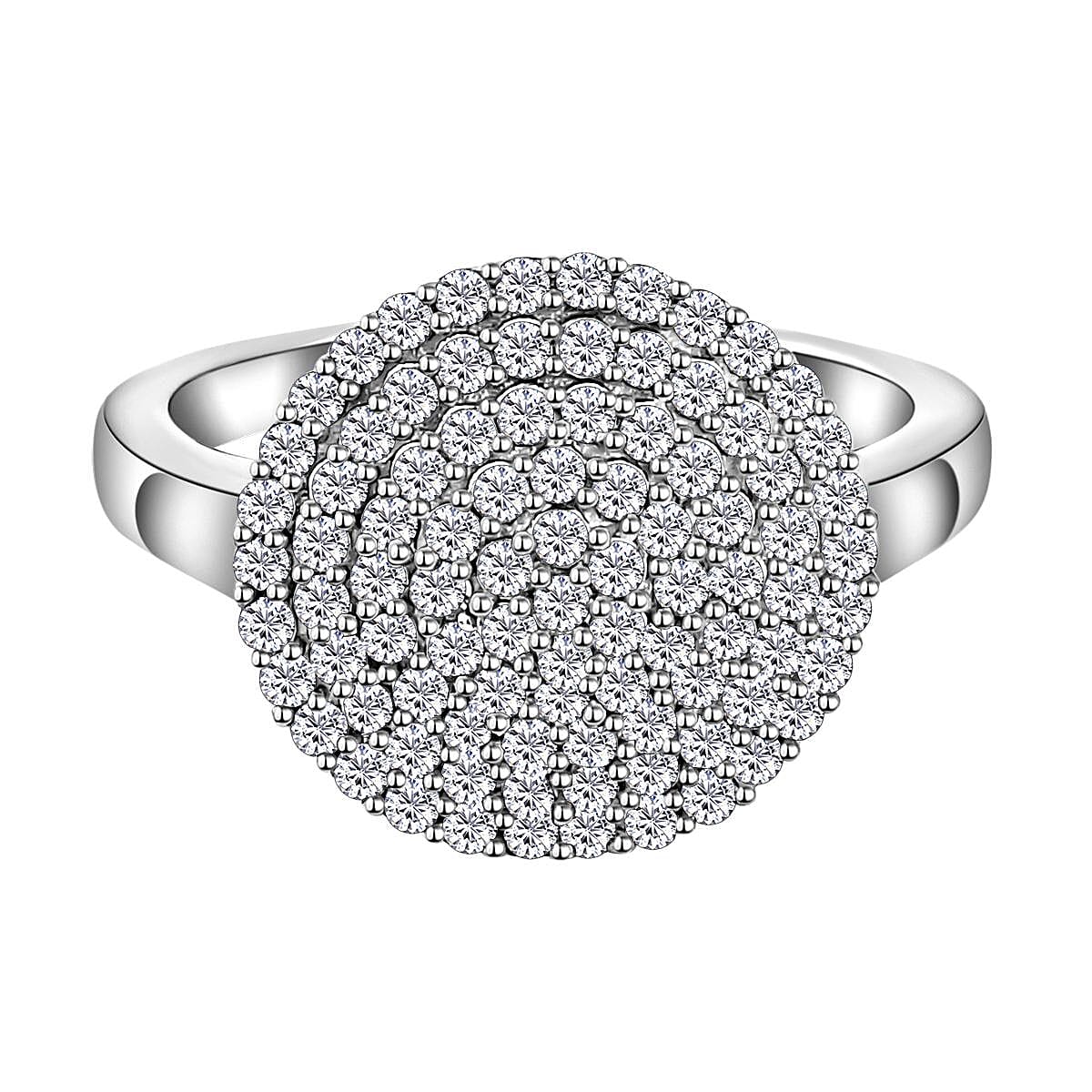White Diamond 1.00 ctw Ring in Platinum Over Sterling Silver (Size 11.5)