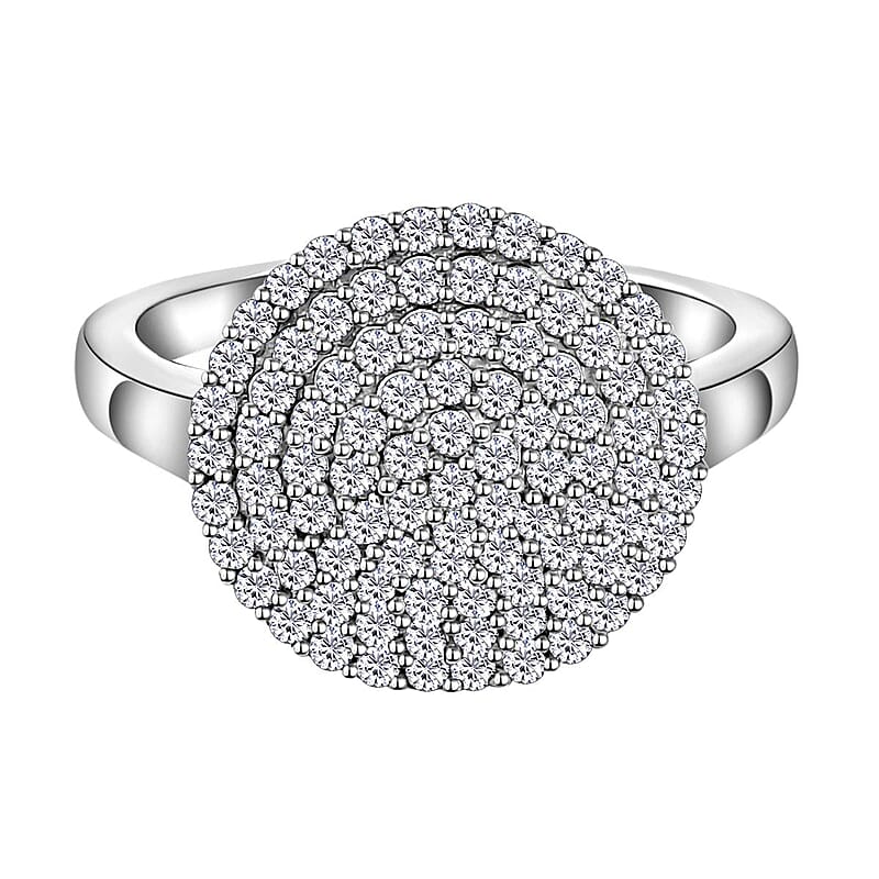 White Diamond 1.00 ctw Ring in Platinum Over Sterling Silver (Size 11.5)