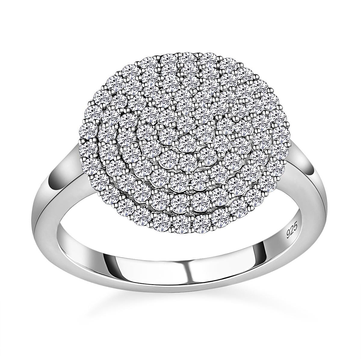 White Diamond 1.00 ctw Ring in Platinum Over Sterling Silver (Size 11.5)