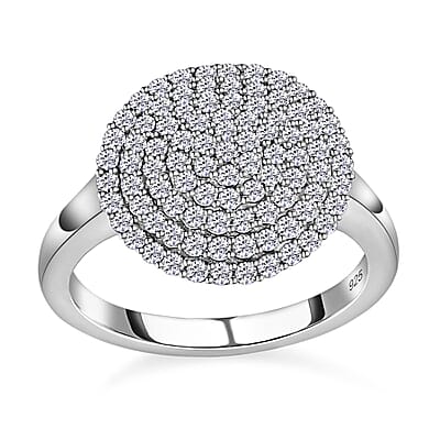 White Diamond 1.00 ctw Ring in Platinum Over Sterling Silver (Size 11.5)