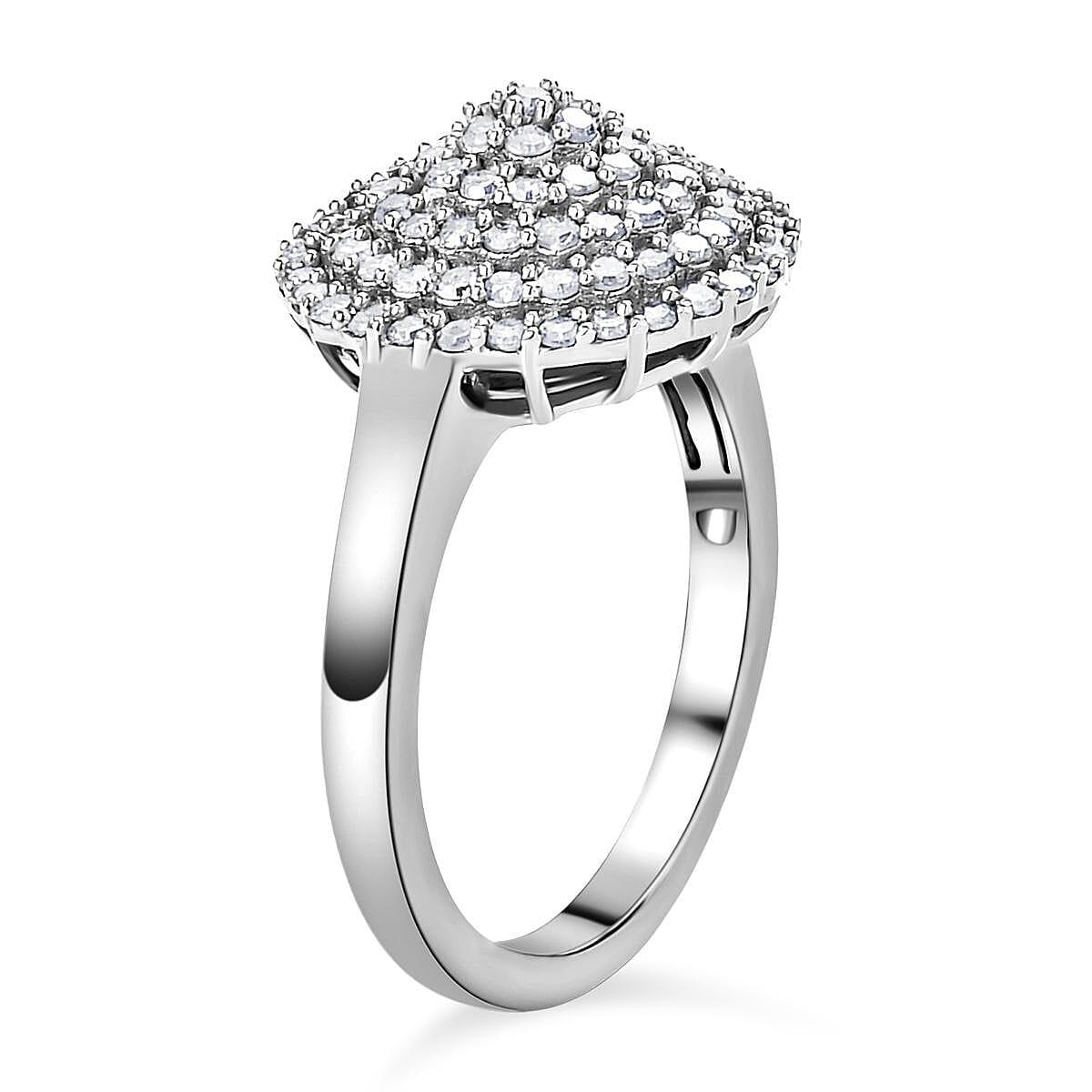 White Diamond 1.00 ctw Ring in Platinum Over Sterling Silver (Size 11.5)