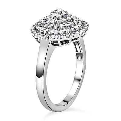 White Diamond 1.00 ctw Ring in Platinum Over Sterling Silver (Size 11.5)