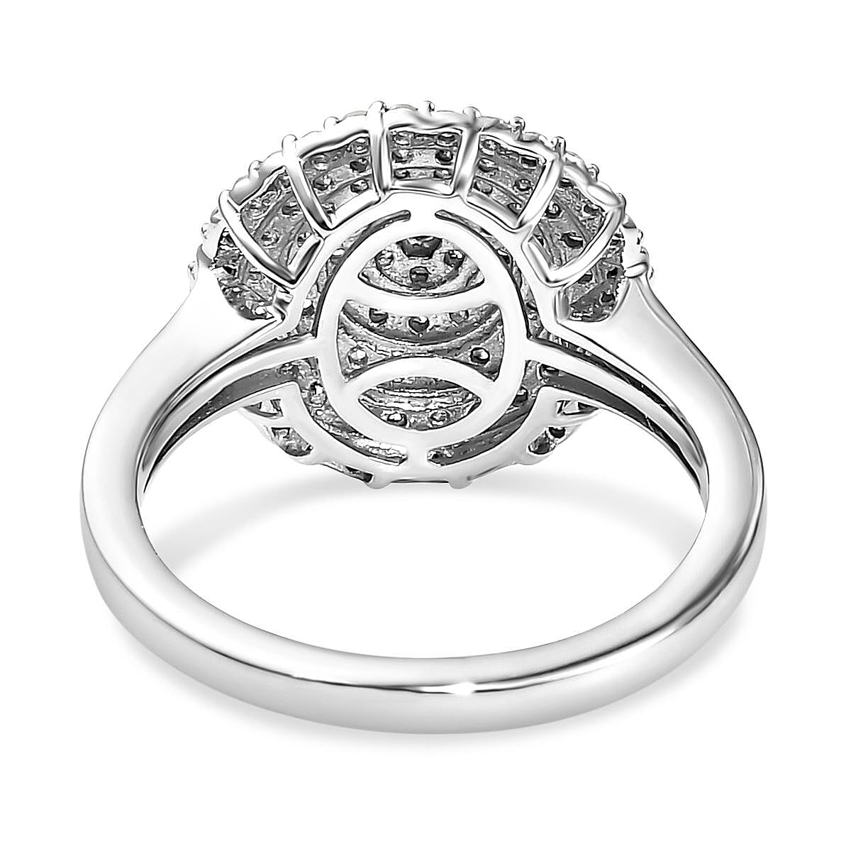 White Diamond 1.00 ctw Ring in Platinum Over Sterling Silver (Size 11.5)